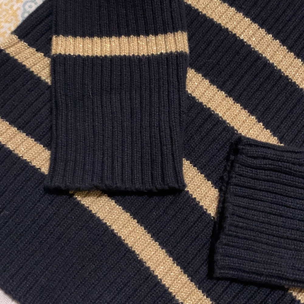 Ralph Lauren Black Label Ribbed Cotton Sweater with Gold Metallic Threads M - Picture 13 of 15